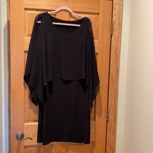 Beautiful Black boutique dress with sheer cape attached